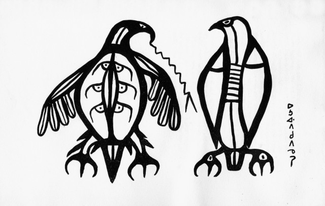 Morrisseau. early 1960's drawing of thunderbirds